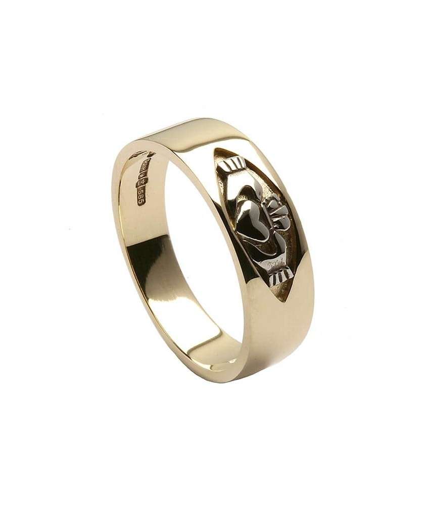 Claddagh Inset Band - Yellow Gold