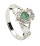 Claddagh Agate CZ Ring - Sterling Silver