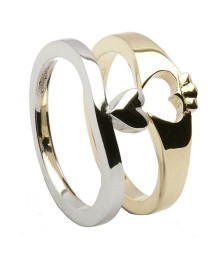 Claddagh Two Tone Ring - Yellow and White Gold