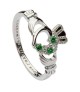 Womens Green CZ Claddagh Ring