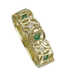 Keltischer Ring mit Smaragd - Gelbgold