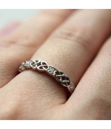 Celtic Knot Stone Set Ring - On Finger