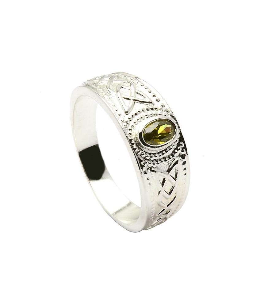 Celtic Ring with Peridot - Sterling Silver
