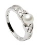Silver Trinity Knot Ring with Pearl