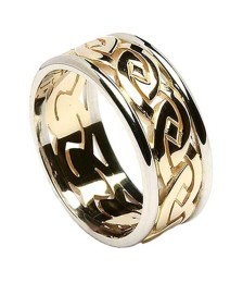 Herren Ewiger keltischer Knoten Ring mit Trim - Gelb mit weißem Rand