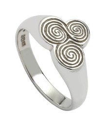 Newgrange Celtic Spiral Ring - White Gold