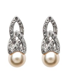 Boucles d'oreilles perle noeud trinité avec cristaux Swarovski