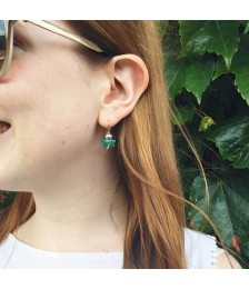Shamrock Earrings with Swarovski Crystals - In Ears