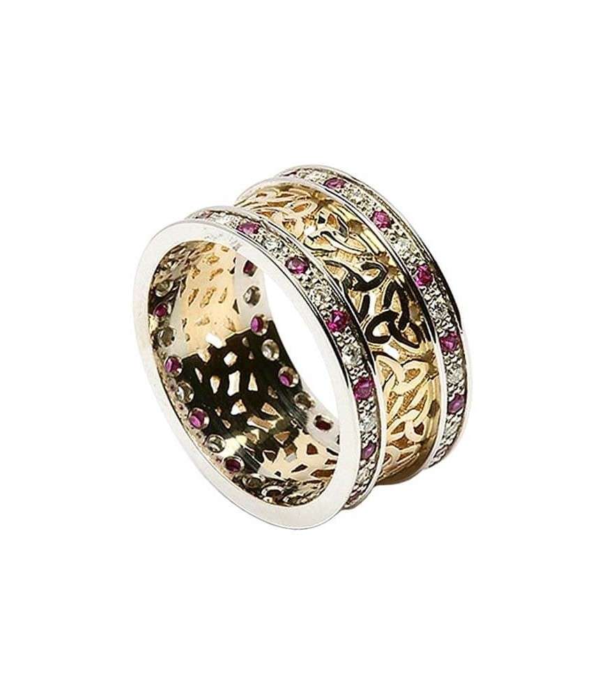 Trinity Cluster Ring with Ruby Trim - Yellow with White Trim