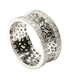 Trinity Cluster Ring with Diamond Trim - All White Gold