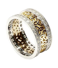 Trinity Cluster Ring with Diamond Trim - Yellow with White Trim