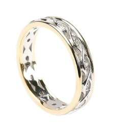 Infinity Diamond Ring with Trim - White Gold with Yellow Gold Trim