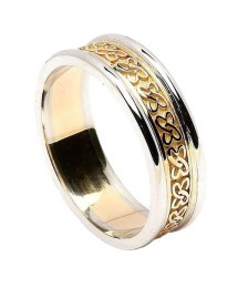 Women's Celtic Hearts Band with Trim - Yellow with White Trim