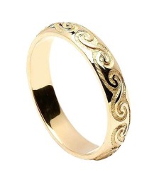 Women's Celtic Spiral Wedding Band - Yellow Gold