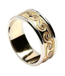Bande spirale celtique avec bordure - jaune avec bordure en or blanc