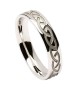 Men's Engraved Celtic Knot Wedding Ring - White Gold or Silver