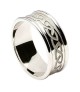 Men's Engraved Celtic Knot Ring with Trim - All White Gold