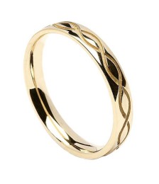 Women's Engraved Spiral Wedding Ring - Yellow Gold