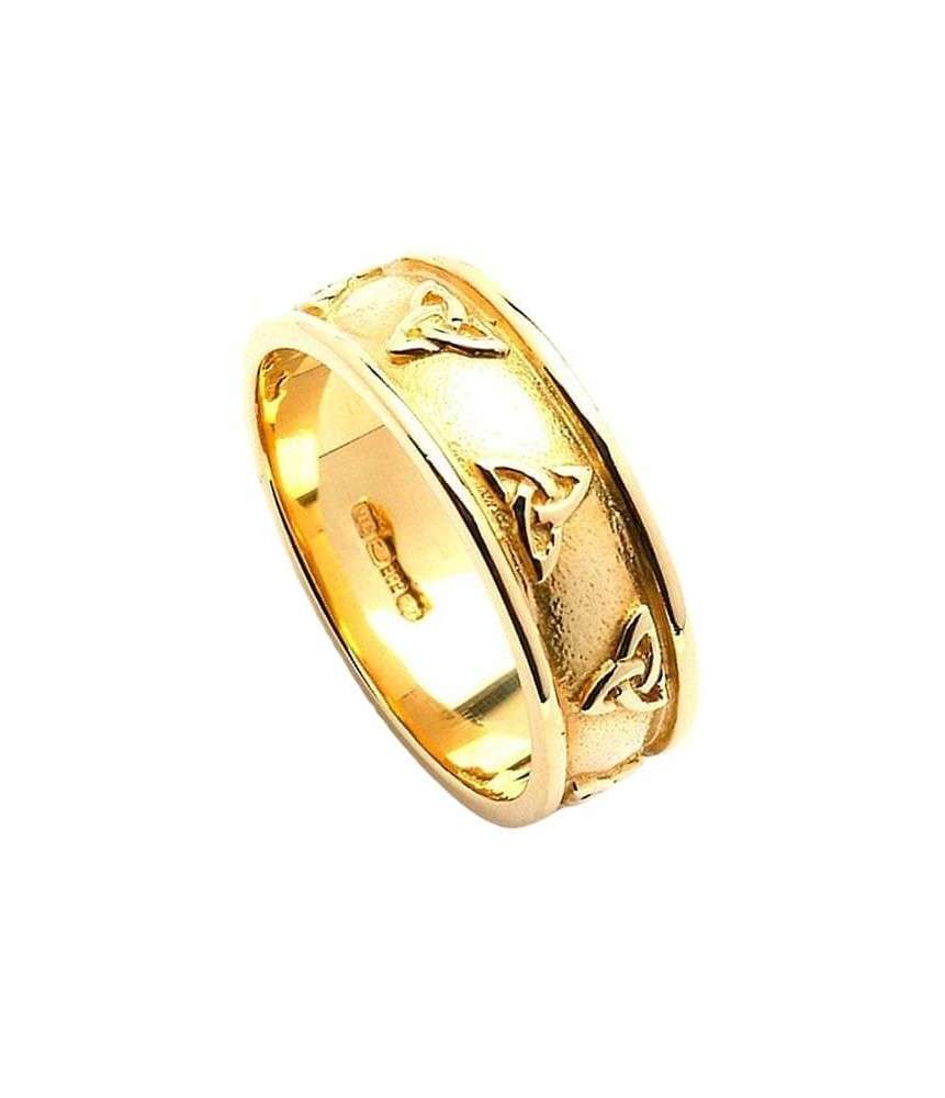 Court Shaped Trinity Knot Wedding Ring - Yellow Gold