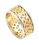 Wide Pierced Wedding Ring with Trim - Yellow and White Gold
