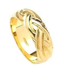 Wide Celtic Weave Design Ring - White Gold