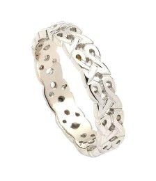 Narrow Celtic Wedding Ring - White Gold