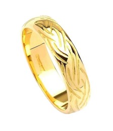 Schmaler Keltische Webart Design Ring - Gelbes Gold
