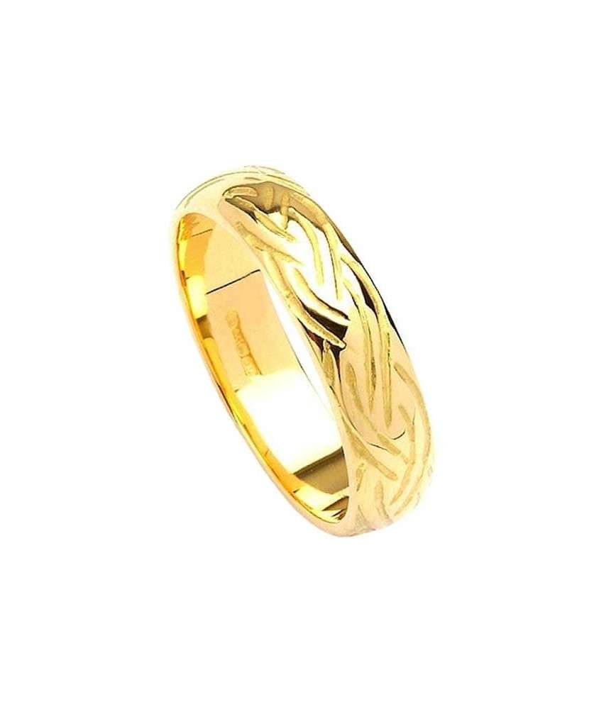 Narrow Celtic Weave Design Ring - Yellow Gold