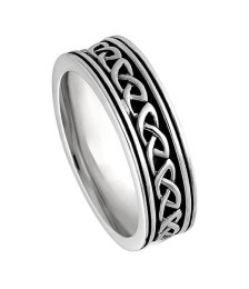 Womens Two Tone Celtic Knot Wedding Ring - All White
