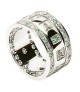 Trinity Ring with Emeralds and Diamonds - All White Gold