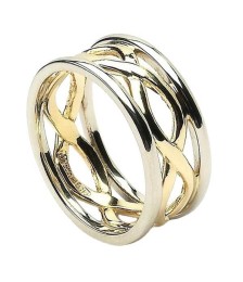 Women's Infinity Knot Ring with Trim - Yellow & White Gold