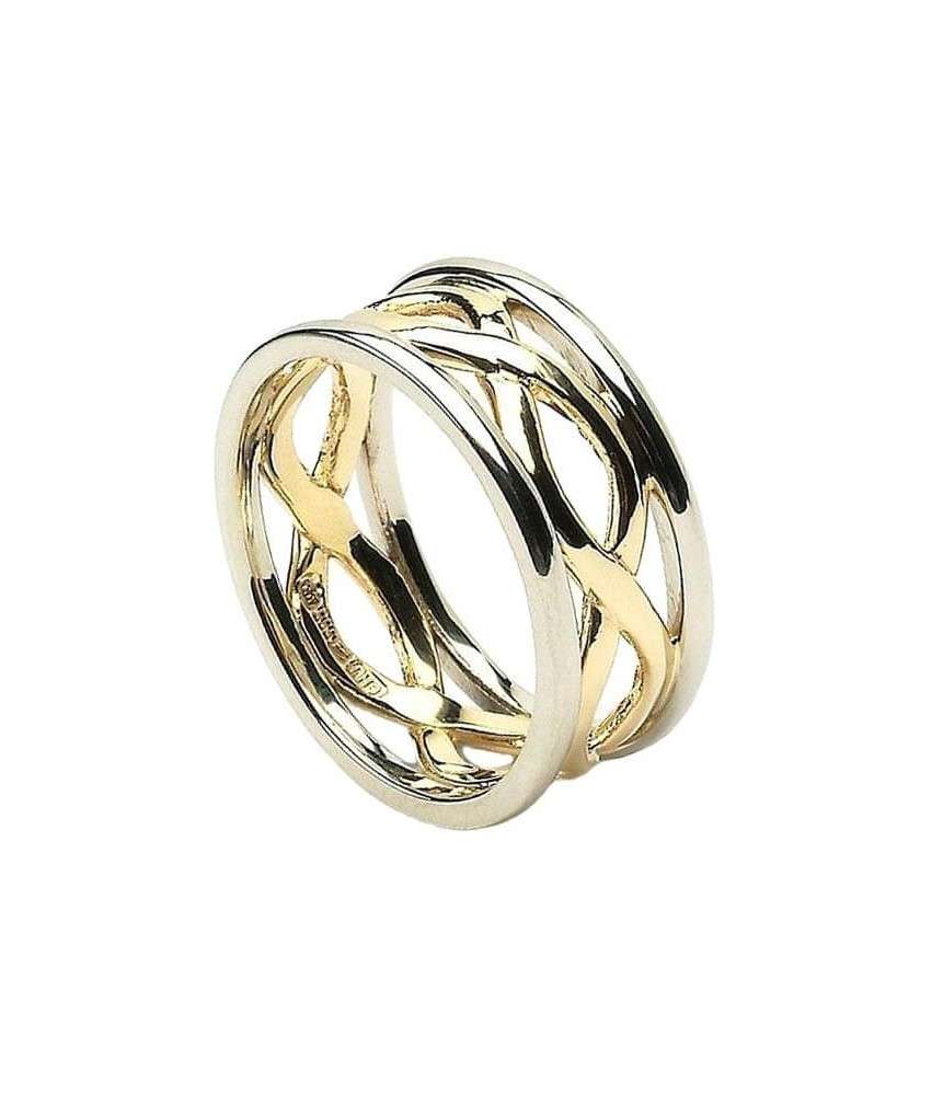 Damen Unendlichkeit Knoten Ring mit Trim - Gelb & Weißgold