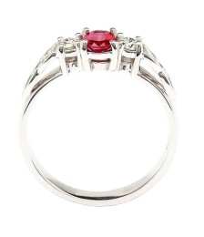 Ruby and Diamond Engagement Ring - Side View