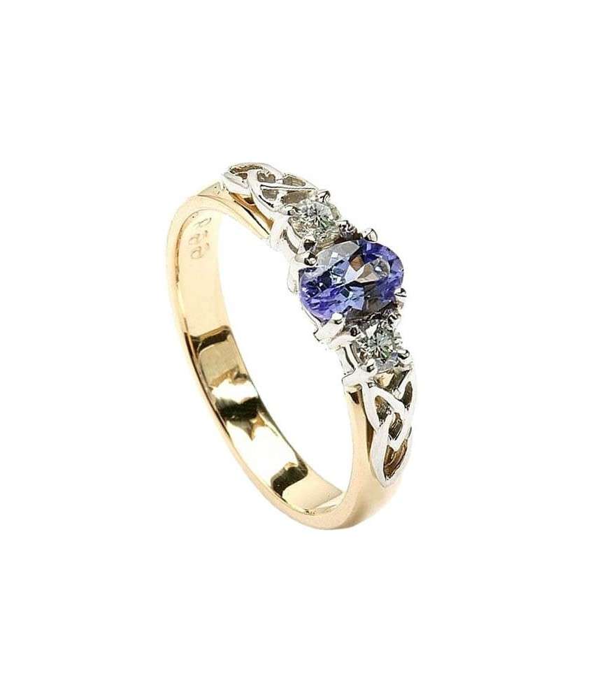 Blue Tanzanite Engagement Ring - Yellow Gold