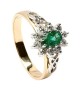 Emerald Diamond Cluster Engagement Ring - Yellow Gold