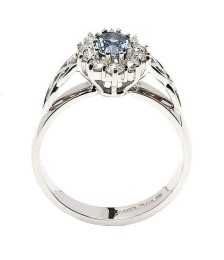 Sapphire Diamond Cluster Engagement Ring - Side View