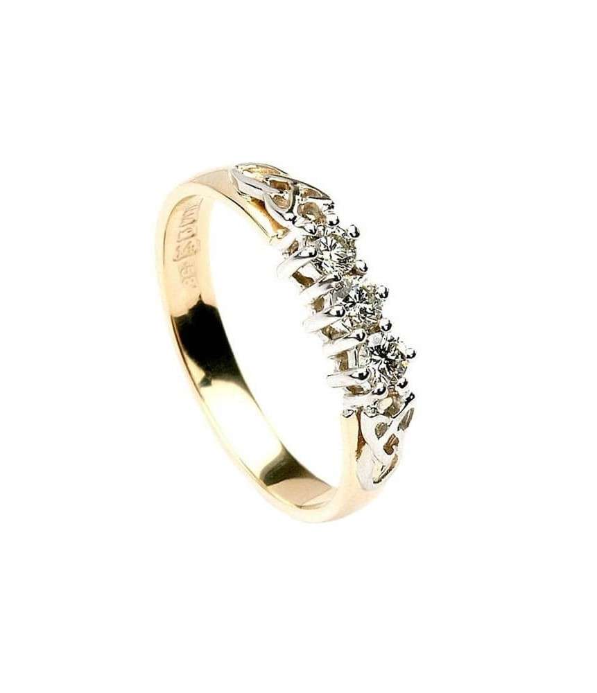 Three Stone Diamond Engagement Ring - Yellow Gold