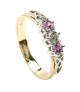 Pink Sapphire Three Stone Ring - Yellow Gold