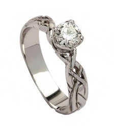 Celtic Diamond Engagement Ring - White Gold