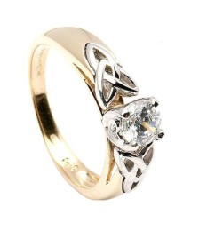 Trinity Knot Inset Engagement Ring - Yellow Gold