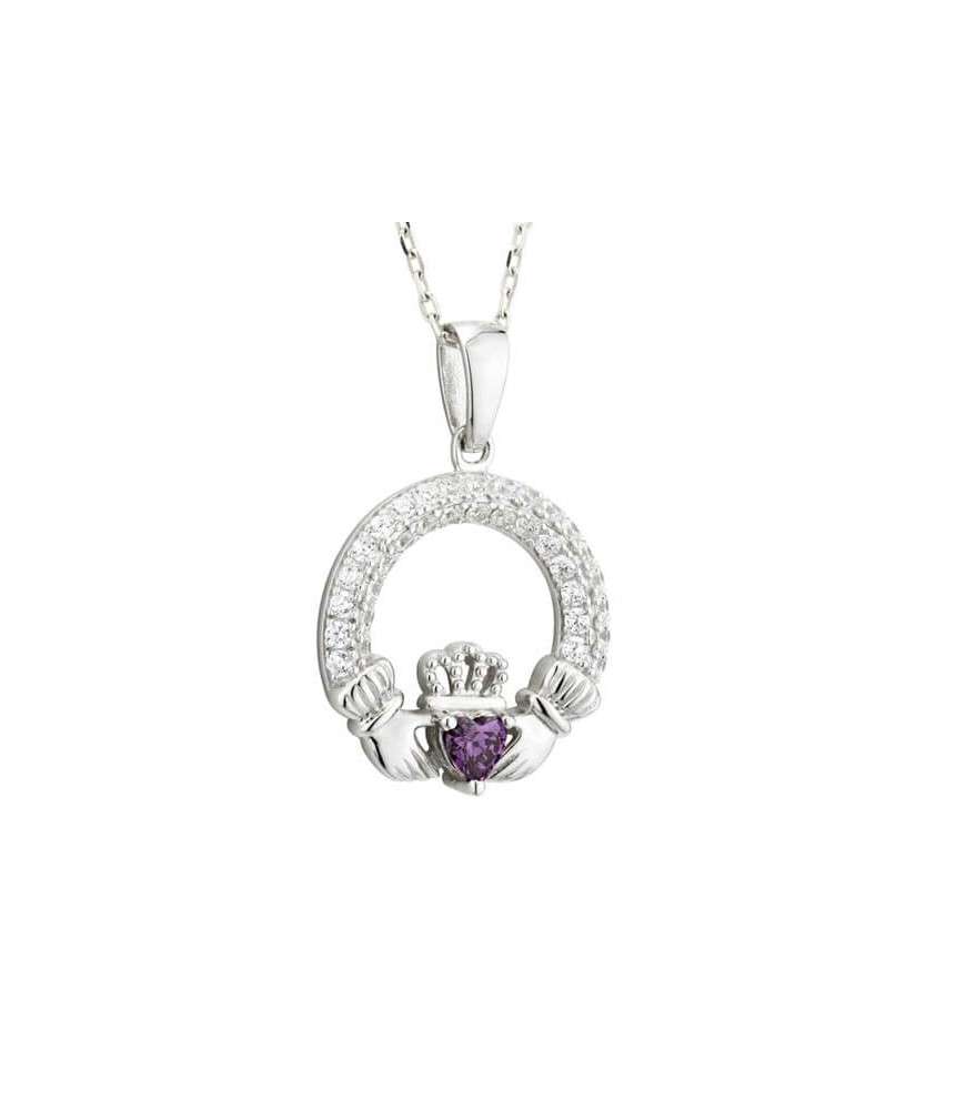 Collier Claddagh de naissance de février Collier Claddagh de naissance de février
