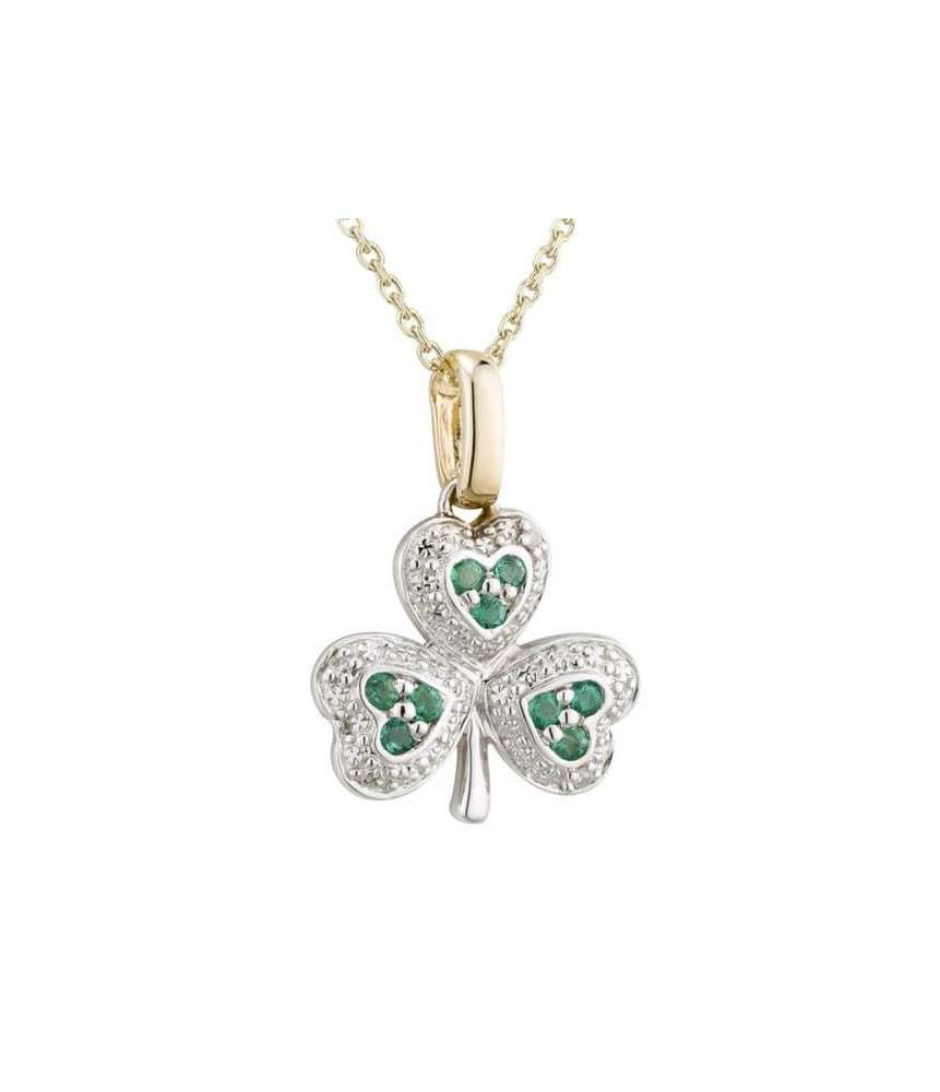 Smaragd irische Kleeblatt Halskette