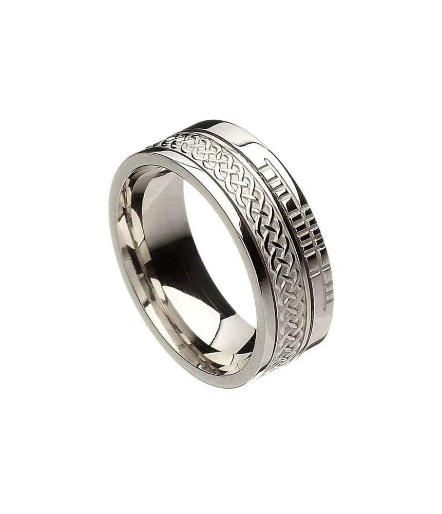 Ogham noeud celtique anneau foi - tout en or blanc