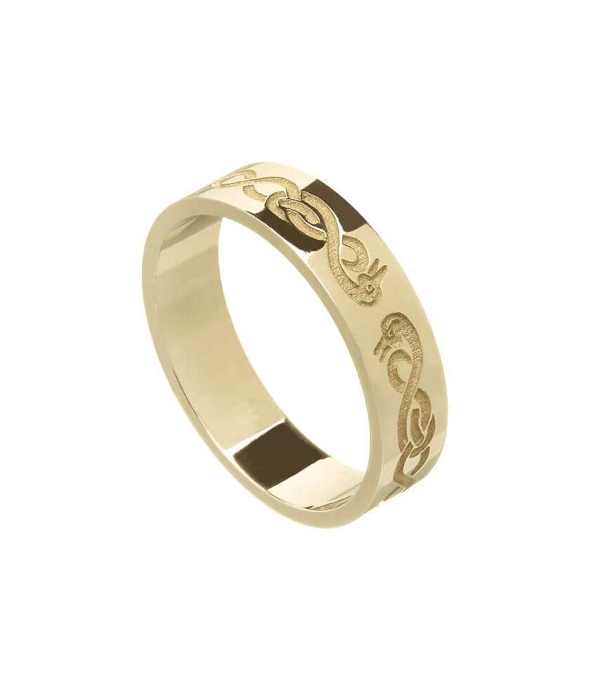 Women's Celtic Swan Wedding Ring - Yellow Gold