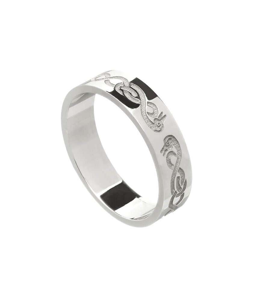 Women's Celtic Swan Wedding Ring - Silver or White Gold