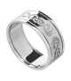Men's Celtic Swan Ring with Trim - All White Gold