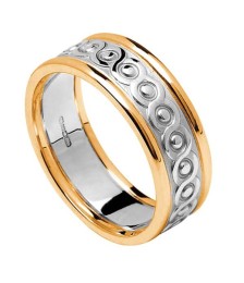 Women's Eternity Knot Ring with Trim - White with Yellow Trim