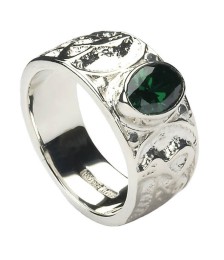 Mens Celtic Knot Ring with CZ - Silver
