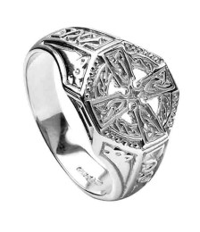 Ring des keltischen Kreuzes - Silber oder Weißgold