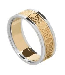 Damen keltischem Liebesknoten Ring mit trim - gelb mit weißer trim
